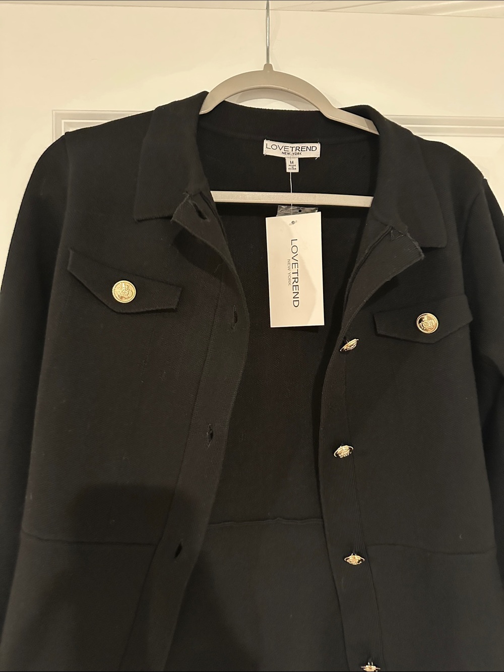 Love Trend Black Button-Front Jacket Size 40 NWT